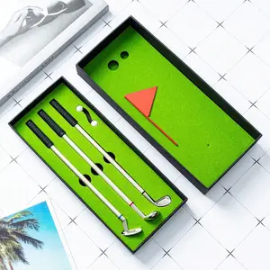 Golf Club Pen Set, Mini Desktop Golf Pen Gift Box, Men's Golf Club Pen with Refill and Flag, Office Leisure Game Supplies
