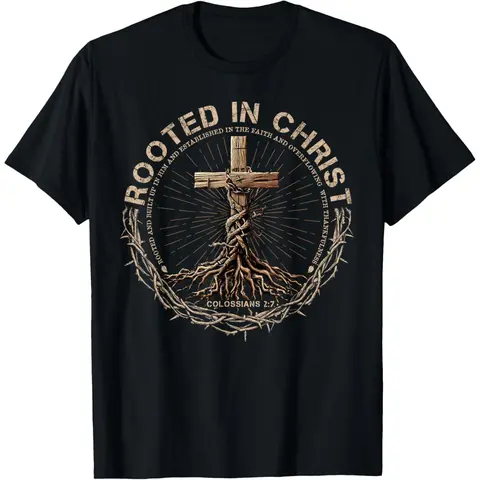 Rooted in Christ Shirt, Jesus Shirt, Vintage Cross Christian T-Shirt,sohochic