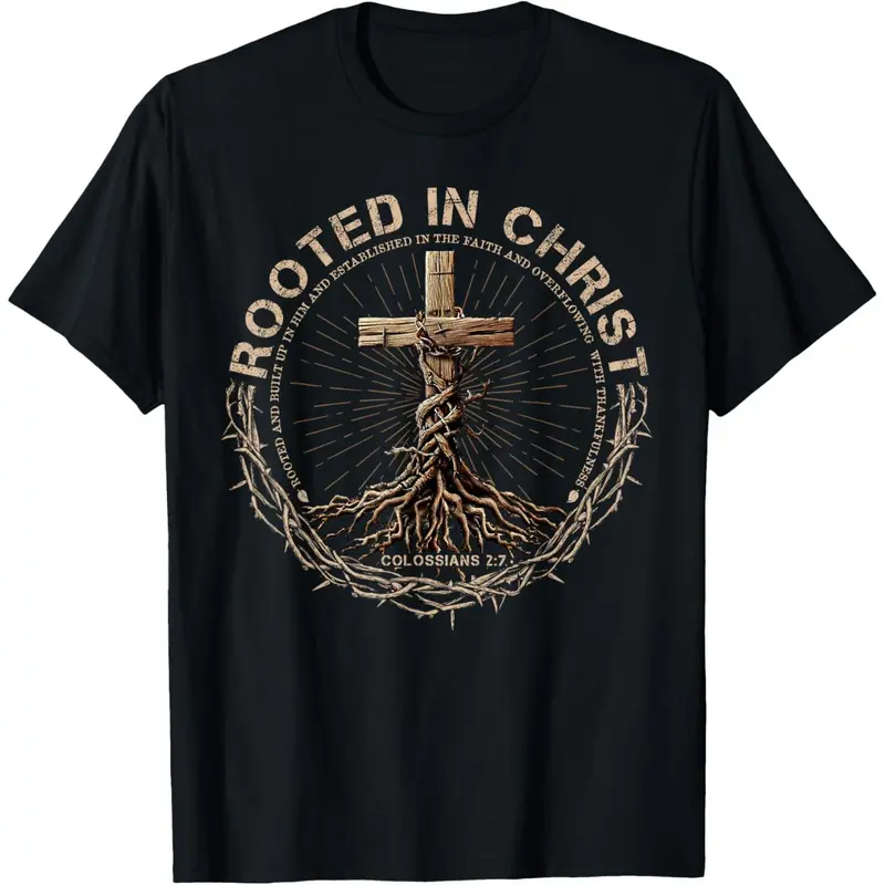 Rooted in Christ Shirt, Jesus Shirt, Vintage Cross Christian T-Shirt,sohochic