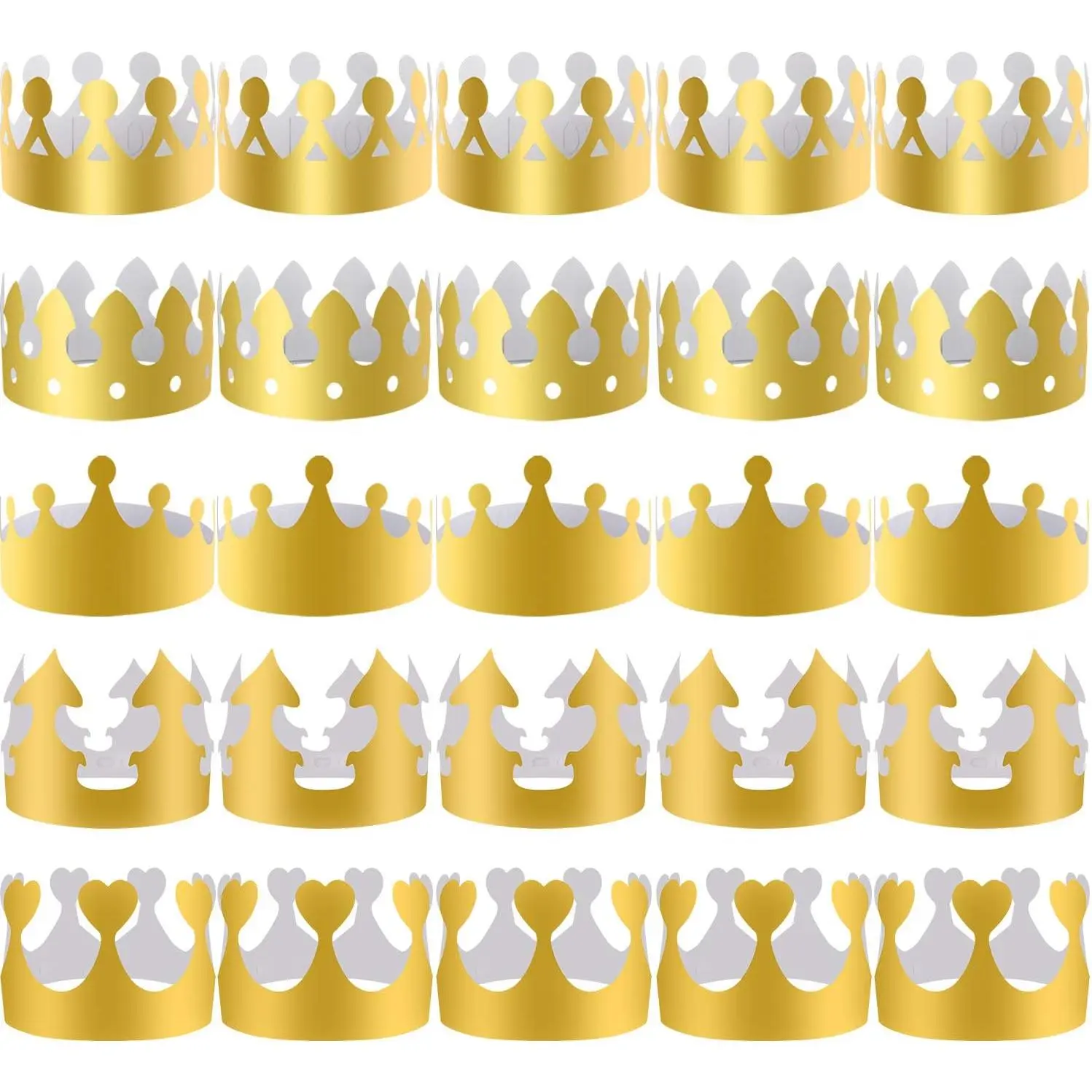 40 Pieces Paper Crowns Golden Party Crown Hats Paper King Crowns for Party and Birthday Celebration