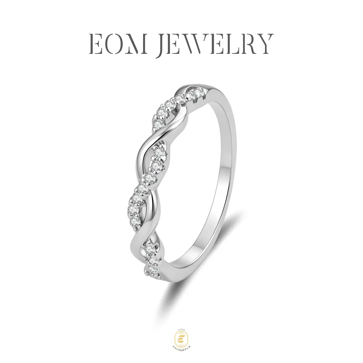Moissanite Woven Starlight Promise Ring Silver-Plated Wave Eternity Ring Jewelry Wedding Engagement Anniversary Valentine's Day Birthday Gift Daily Wear