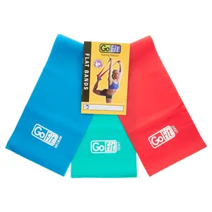 GoFit Ultimate Latex Power Flat Band Kit - 3 Premium Resistance Bands for Enhanced Strength Training & Flexibility - Perfect for Gym Home & On-the-Go Workouts