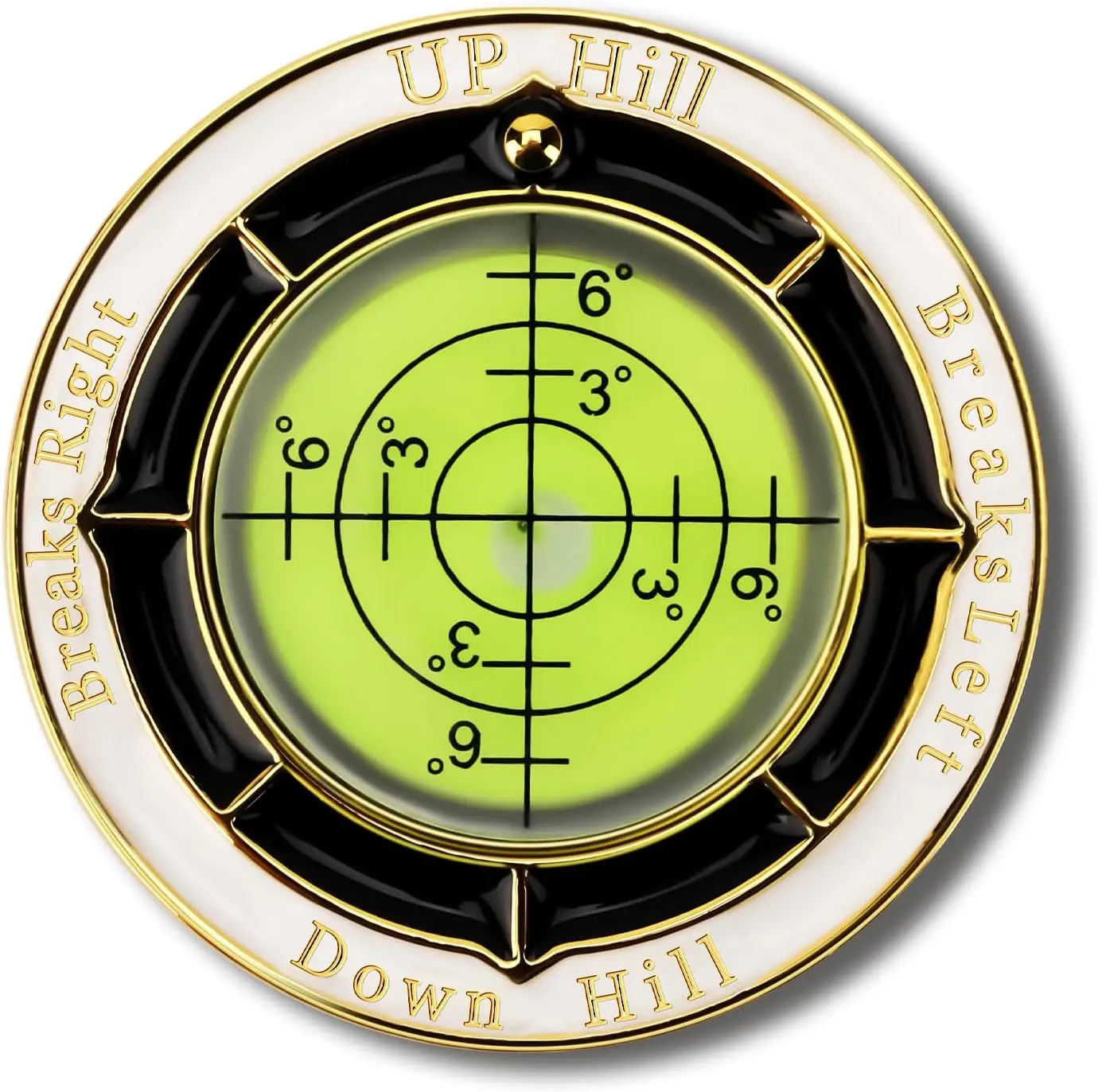 UP Hill Golf Ball Marker Round Mark with Level Function Green Metal Ball Position Marker for Golf Equipment 1.37 x 1.38 x 0.27 inches