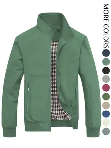 Men's Spring & Fall Casual Plain Long Sleeve Jacket, Polyester Fiber Portable Lightweight Commuter Travel Coat, Lightweight Coats, Fitted Minimalist Style Aesthetic Outerwear