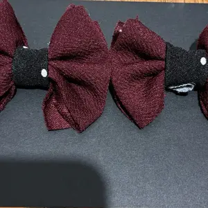 Maroon Pigtail Clips, Elegant Clip with Cute Bow Detail, Hair Accessory for Formal Events & Parties