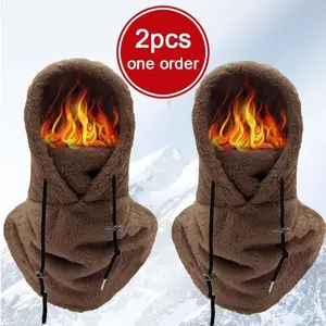 2-Pack Windproof Warm Ski Mask Balaclava – Hooded Cover Hat Scarf, All-in-One Winter Outdoor Accessory