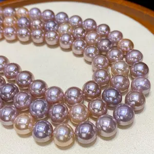 Candy Color Edison Natural Freshwater Pearl Necklace Near Perfect Round Strong Luster Mixed Color Enhancing Necklace Tahitianpearl