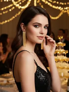 Gold Long Chain Tassel Earrings for Women Simple Non Tarnish Dangle Drop Earrings Fashion Elegant Jewelry Gifts