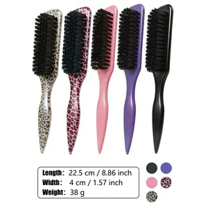 4-piece set, Brush sets, smooth back hair brush, Detangling Brush, soft-bristled beard comb, leopard-print edge comb, suitable for trimming hair edges, adding shine to all hair types, straightening curly hair, hairpins, home goods