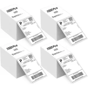 4"x6" Direct Thermal Labels, Fan-Fold Thermal Labels Shipping Label Paper Compatible with Rollo, MUNBYN, iDRPT, Polono, Zebra, Permanent Adhesive (4000 Labels)