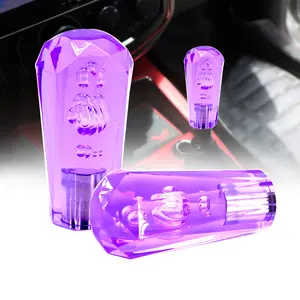 VIP 100mm Transparent Manual Purple Diamond Crystal Bubble Shift Knob Universal