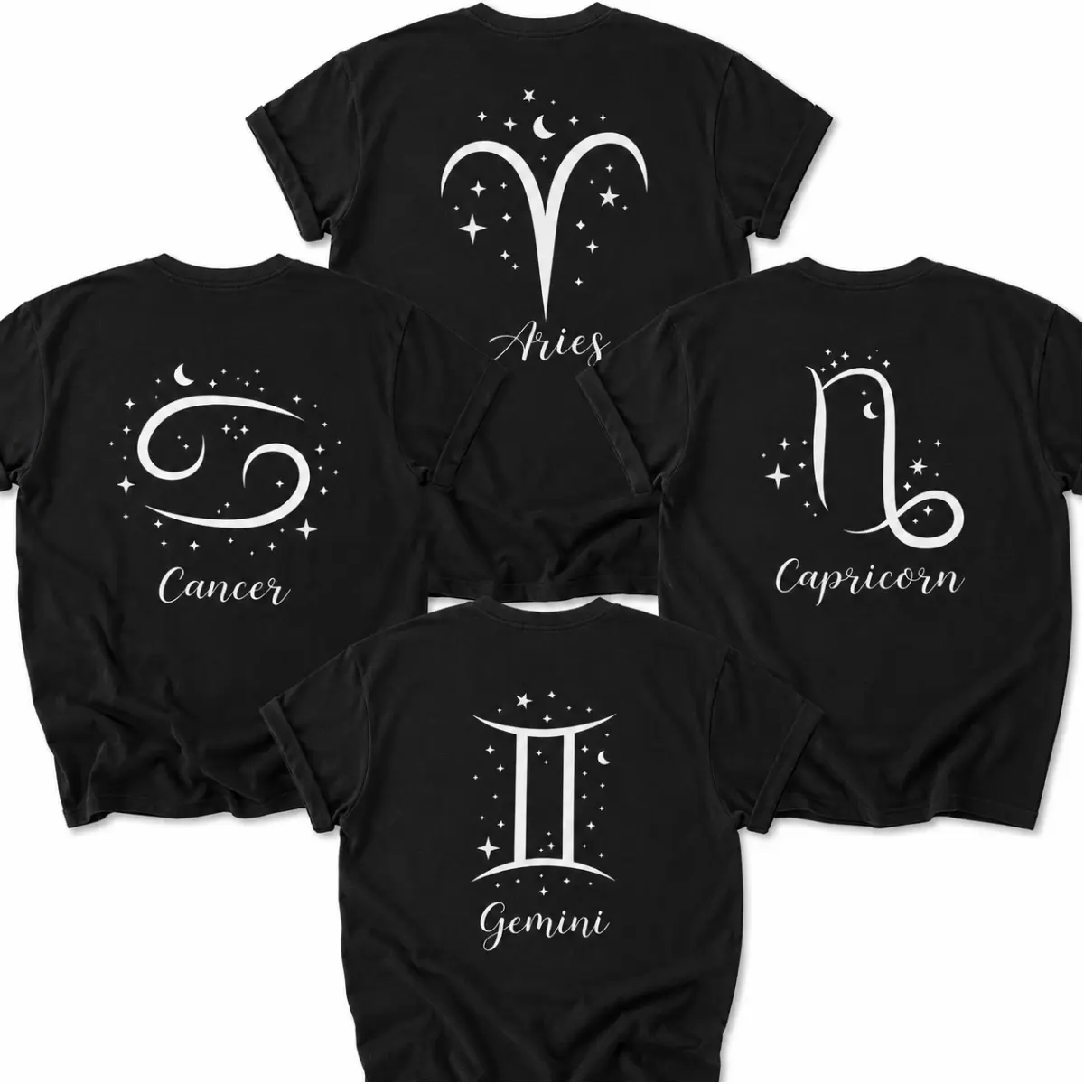[Full 12 Zodiac Team] Minimalist Zodiac Sign T-Shirt, Astrology Graphic Tee, Aries Cancer Capricorn Gemini Shirt, Celestial Star Sign T-Shirt, Horoscope Lover Gift, Moon and Stars Vintage Tee
