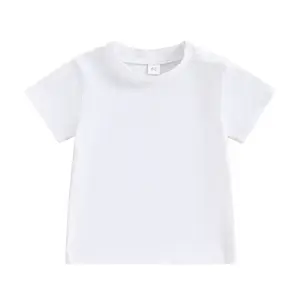 Toddler Baby Boy Girl Short Sleeve Crew Neck T Shirt Pullover Sweatshirt Summer Basic Tee Solid Casual Clothes 6M-4T