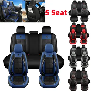 Tire Track Detail Car Seat Covers - Water-Resistant & Easy to Clean - PU Leather - 5-Seat Model - Fully Wrapped Front & Rear Rows - Interior Protection Cover