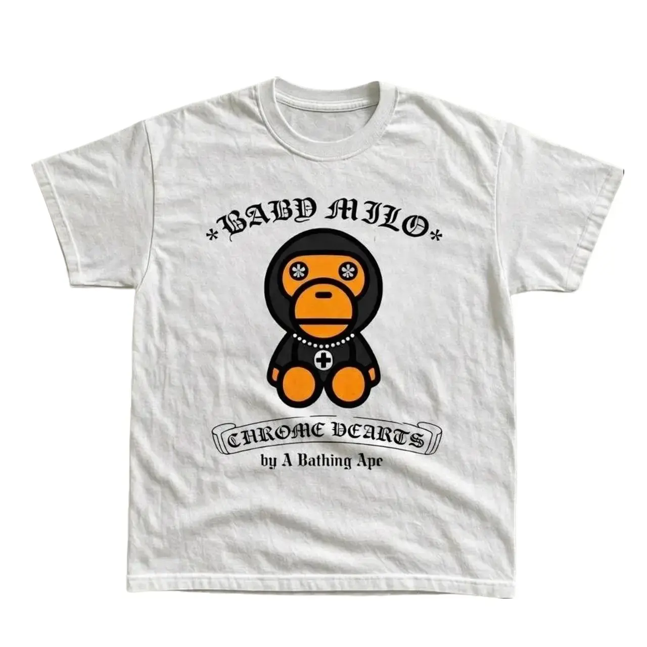 Cute Monkey Gothic T-Shirt, Vintage Streetwear Ape Tee, Y2K Harajuku Graphic Shirt, White Cotton Tee