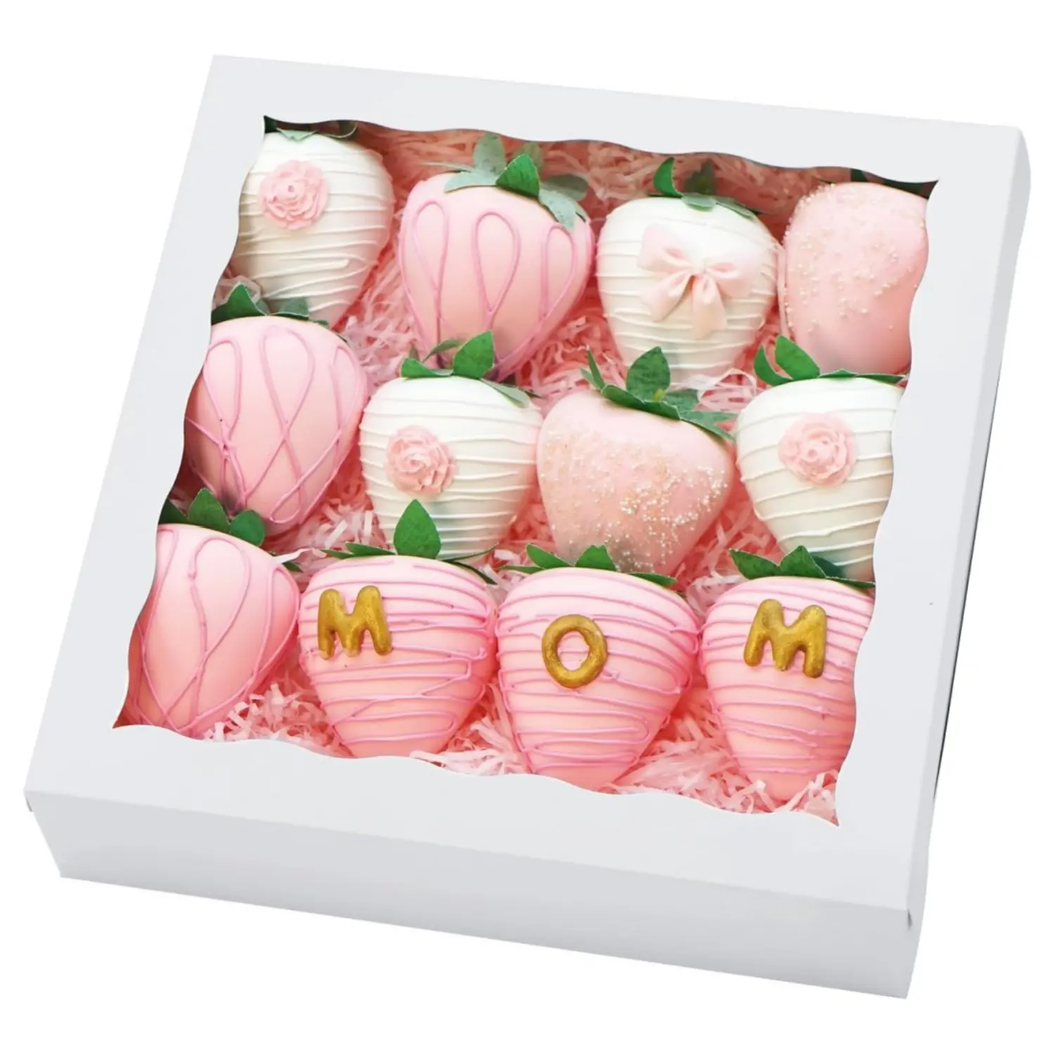 25 Pack 7x7x2.48 Inch White Bakery Boxes Pie Boxes Cookie Box with Window Chocolate Covered Strawberries Box for Christmas Valentine's Mother's Day
