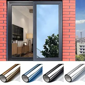 1 Roll Multi-Size One Way Mirror Window Film Privacy Sun Blocking Window Glass Sticker Heat Control Reflective Window Privacy Film Self Adhesive Window Tint For Home And Office