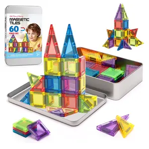 20pcs/38pcs/60pcs Mini Magnetic Building Blocks, Creative Stem Construction Set, Iron Storage Box, Travel-Size Magnet Toys, Magnetic Tiles Set for Kids Ages 3+