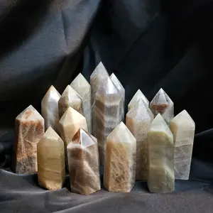 Sunstone Moonstone Towers - Natural Healing Crystals for Home Decor & Spiritual Practices - Harmonious Energy Field for Confidence Joy Intuition & Emotional Stability
