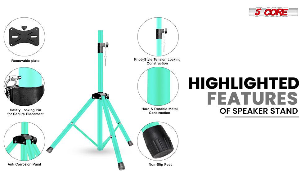 5 Core Speaker Stand Tripod Pair Heavy Duty Adjustable 54" Universal Mount for PA DJ Studio w Bag 5 Core Speaker Stand Tripod Pair Heavy Duty Adjustable 54" Universal Mount for PA DJ Studio w Bag