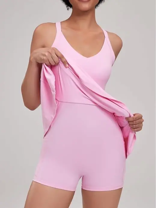 workout dress with shorts and bra One-Piece Activewear Dress with Stretchy Built-In Shorts & Bra Zuluzenith
