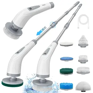 Electric Spin Scrubber, Cordless Shower Scrubber, Cleaning Brush with Replaceable Brush Heads & Adjustable Extension Handle, Household Cleaning Tool, Rechargeable Spin Scrubber