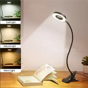LED Desk Lamp for Office Home Lamp, Portable Gooseneck Light, LED Desk Light Strip, 3 Brightness Dimmable Small Desk Lamp ,Besides Reading Lamp (White)