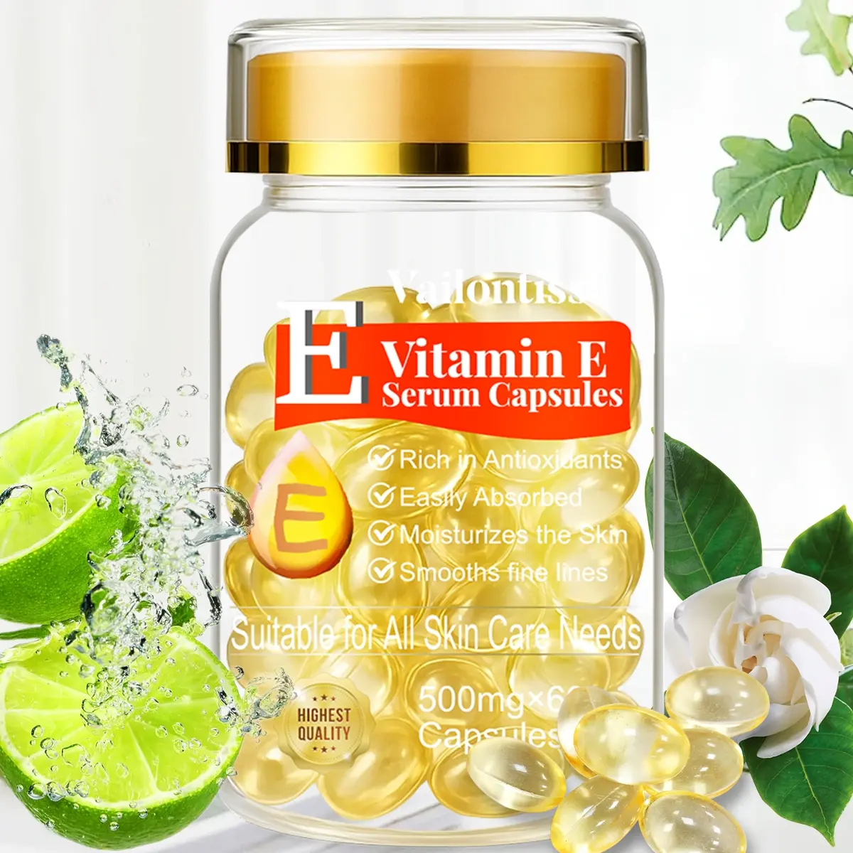 Vitamin E Facial Enhancing Serum Capsules, 60 Pcs, Anti Aging Serum, Anti Aging Formula, Beauty Wellness Elixir – Smooths Wrinkles, Hydrates, Lightweight, Fast-Absorbing & Travel-Friendly