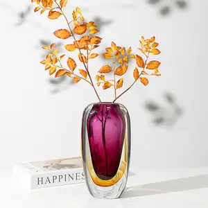 Gilded Radiance: Modern Luxury Glass Vase for Elegant Flower Arrangements