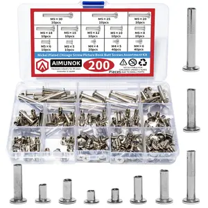 Aimunok Nickel-Plated Round Head Screws, Box/luggage Leather Connector Screws, Chicago Screws, Parent-Child Rivets, Durable Fasteners