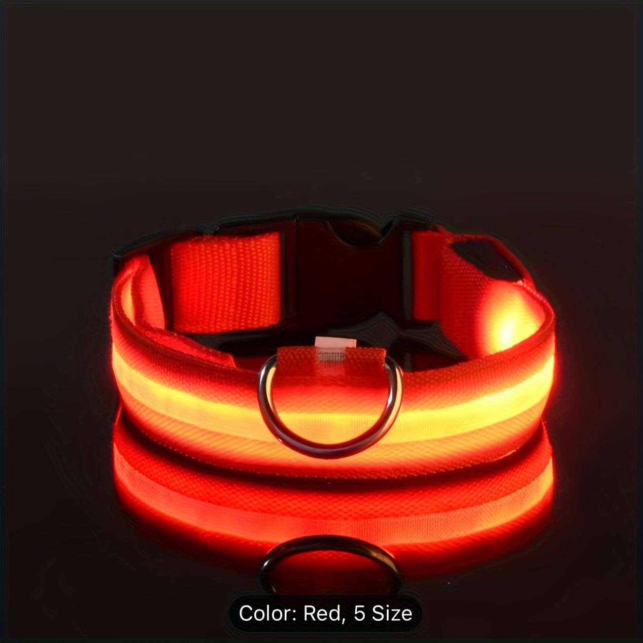 Collar (Glow) - Nylon LED Night Safety Flashing Glow In The Dark Dog Leash Dogs Luminous Fluorescent Pet Dog Collar reflective night safety cat collar Rechargeable