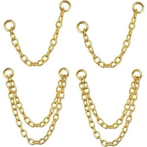 4Pcs Gold Earrings Connector Chains Set for Women, Convertible Dangle Chain for Double Piercings 50mm