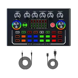 Professional Podcast Equipment Kit, Condenser Mic Set, USB Rechargeable BM-800 Microphone Set Mixer with Sound Converter/Mixer Control, Live Broadcasting Equipment