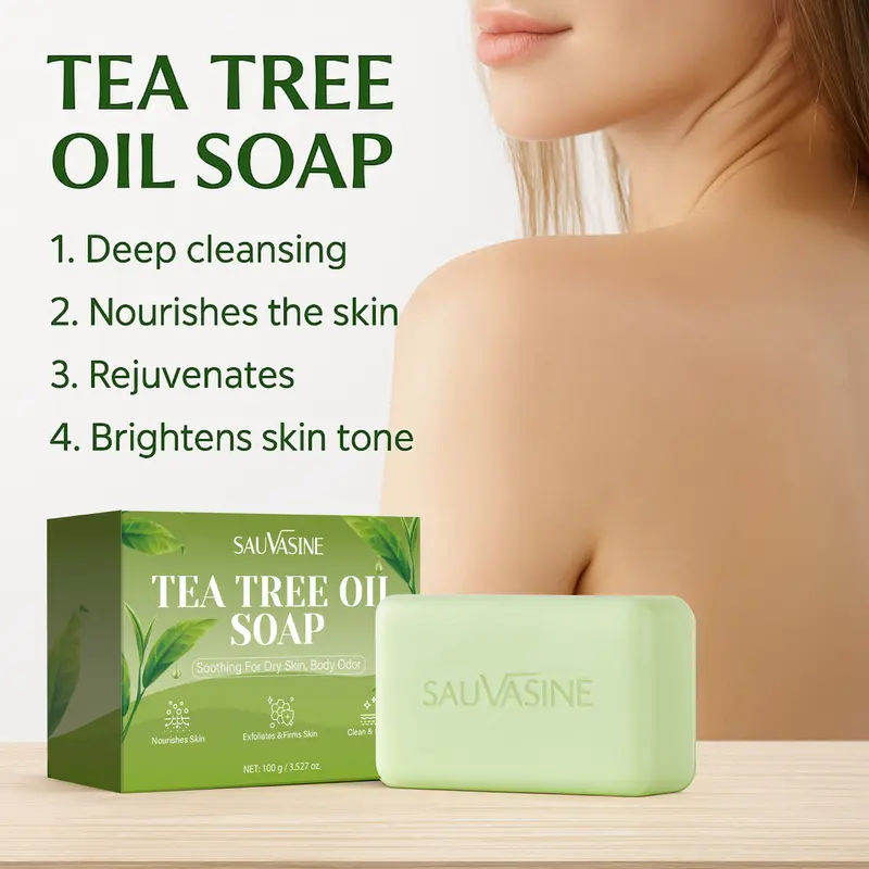 Tea Tree Oil Soap, Tea Tree Relief Soap Bar, with Tea Tree Oil & Coconut Oil & Witch Hazel, Deep Pore Cleansing, Natural Herbal Foot Soaps Bar for Men & Women
