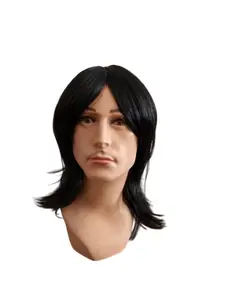 Men's Medium-Length Jhersey Hairpiece, Retro Rock Style, Natural Look Synthetic Fiber Wig, Perfect for Halloween, Cosplay, Theme Parties