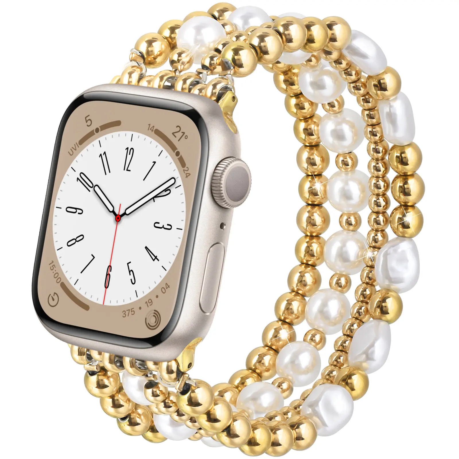 NEW Gold Pearl Rhinestone Apple Watch Band Luximal Pearl Bloom Band for Apple Watch main image 3