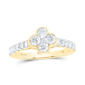 1Ctw-Nat Dia Nk Fashion Clover Ladies Ring  (3.03 grams)