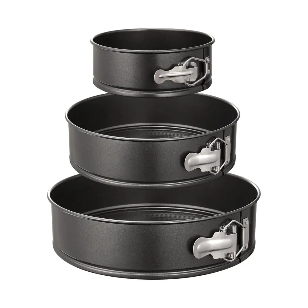 3PCS Round Springform Cake Pan Set 7", 8", 9" Nonstick Carbon Steel Baking Pans with Removable Bottom Leak-Resistant Cake Bakeware for Cheesecake, Layer Cakes & Baking
