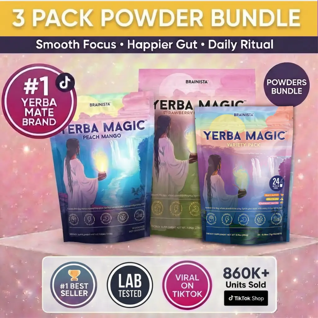 Yerba Magic 3-Pack Bundle | 1x Peach Mango (30 Servings) + 1x Strawberry Matcha (30 Servings) + 1x Variety Pack (24 Servings)