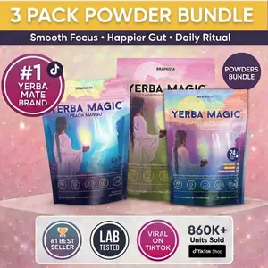 Yerba Magic 3-Pack Bundle | 1x Peach Mango (30 Servings) + 1x Strawberry Matcha (30 Servings) + 1x Variety Pack (24 Servings)