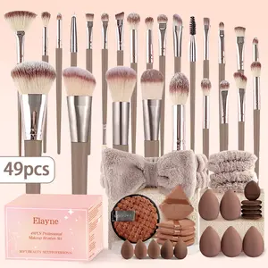 Makeup Brush Set 49 Pcs Premium Synthetic Foundation Powder Concealers Eye shadows Blush Makeup Brushes