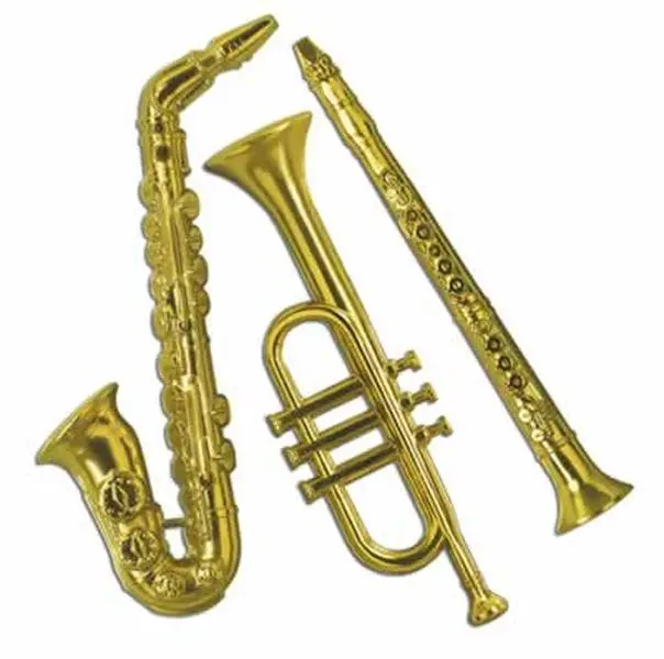 Beistle Gold Plastic Musical Instruments - Pack of 12, Music Toys, Music Accessories