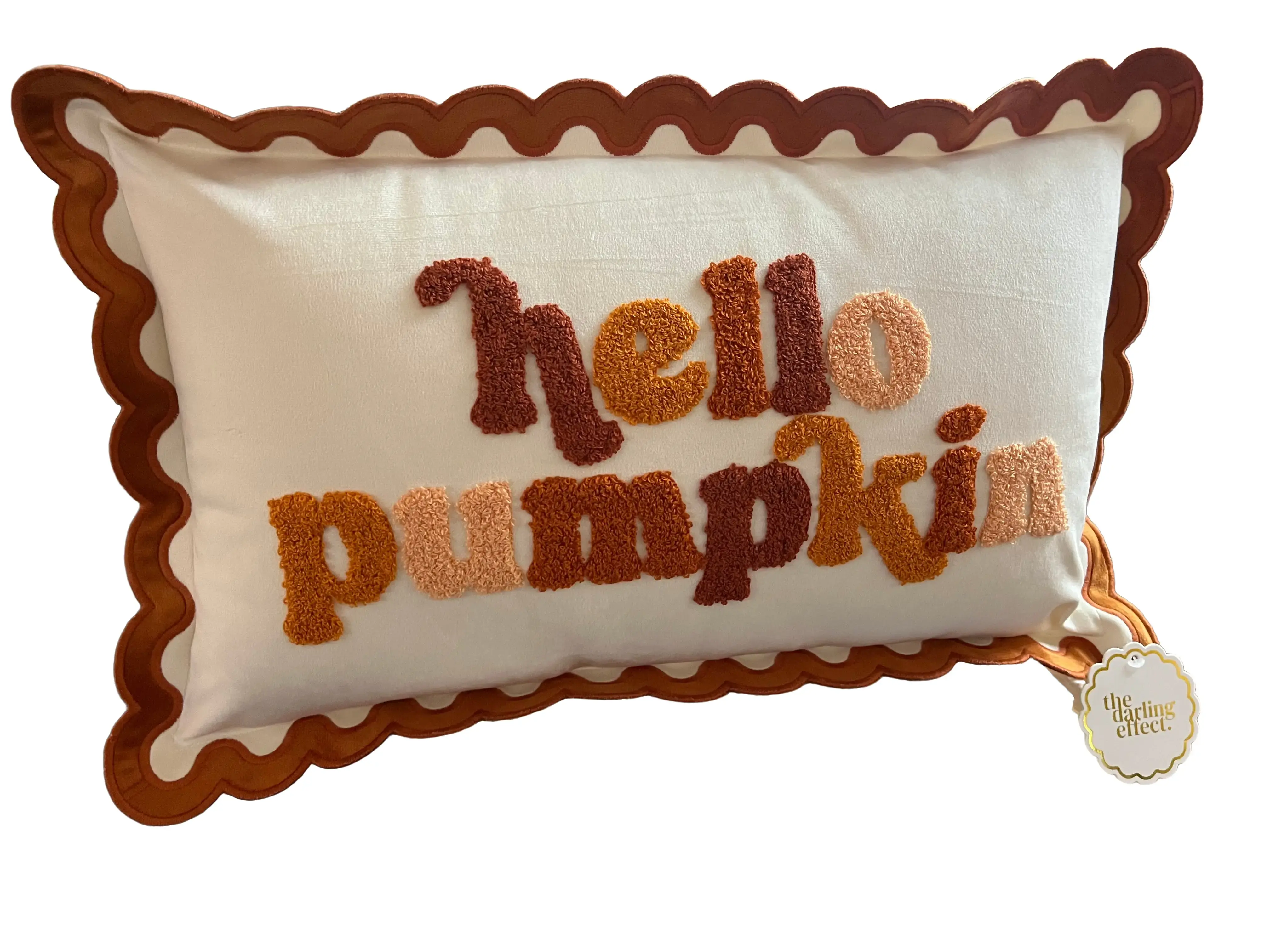 The Darling Effect Scalloped Rectangle Throw Pillow- Hello Pumpkin