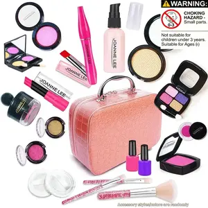 Colorful Kids Makeup Set, Portable Role Play Toy 21pcs, Includes Powder, Blush, Lipstick, Eyeshadow, Brushes, Storage Bag, Comb, Mirror