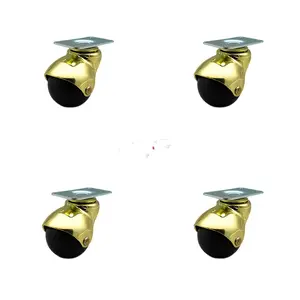 Service Caster SCC-TP01S20-POS-BB-4 2 in. Swivel Ball Caster Wheels for Furniture Bright Brass Hooded Casters with Top Plate Casters for Coffee Tables & Ottomans - Set of 4