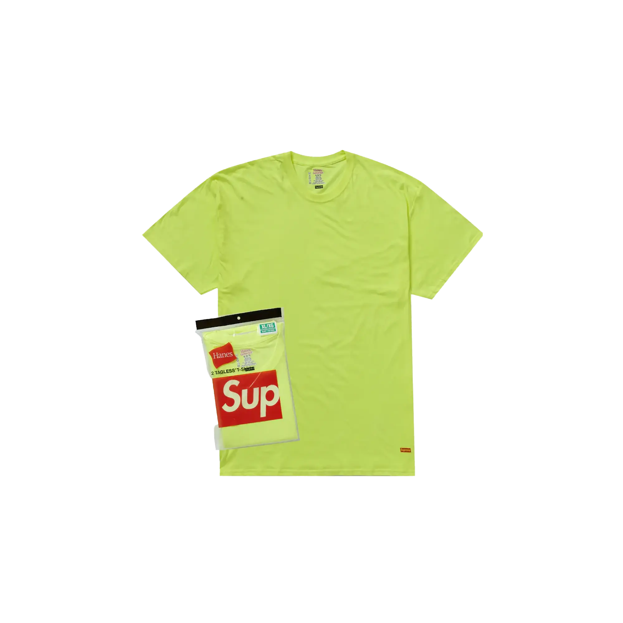 Supreme Hanes Tagless Tees (2 Pack) "SS23 - Fluorescent Yellow" SU25717