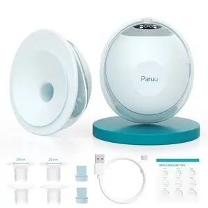 Paruu P20 Electric Breast Pump Hands Free, 4 Modes & 12 Levels Suction with 19/21/24mm Double-Sealed Flange/Insert, Wearable & Portable, Visual Design of Time and Milk Volume (2 Pack, Light Green)