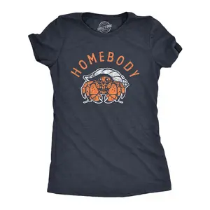 Womens Homebody T Shirt Funny Sarcastic Crab Shell Joke Tee for Ladies Funny Womens T Shirts Cute Vintage Fashion Casual Ladies T-Shirt Gift Funny Animal Top Women's Novelty Tees Navy