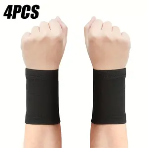4 Pcs Elastic Breathable Wrist Support Compression Sleeve, Sports Fitness Cycling Joint Support, Sweat Absorbent Comfortable Daily Protection