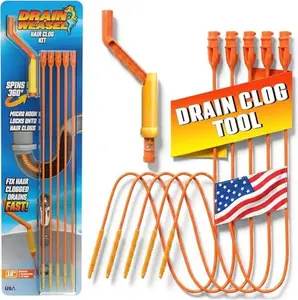 Drain Weasel Hair Clog Remover Kit – Easy Drain Snake Cleaner for Shower, Tub & Sink, Made in USA